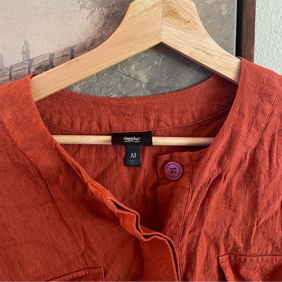 Mossimo Rust Linen Shacket Top - Picture 2 of 4